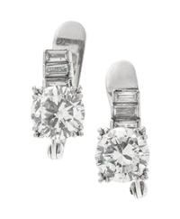 A Pair of White Gold and Diamond Earrings, 2.20 dwts.