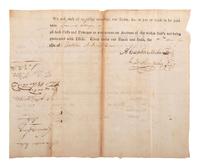 [SLAVERY & ABOLITION]. Partially printed writ of detention related to the surrender of the enslaved woman "Lucy" and the enslaved girl "Nancy." Orange County, NC, 1813.