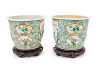 A Pair of Chinese Export Famille Verte Porcelain Jardinieres — 19TH/20TH CENTURY