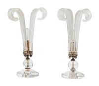 A Pair of Venetian Glass Table Lamps