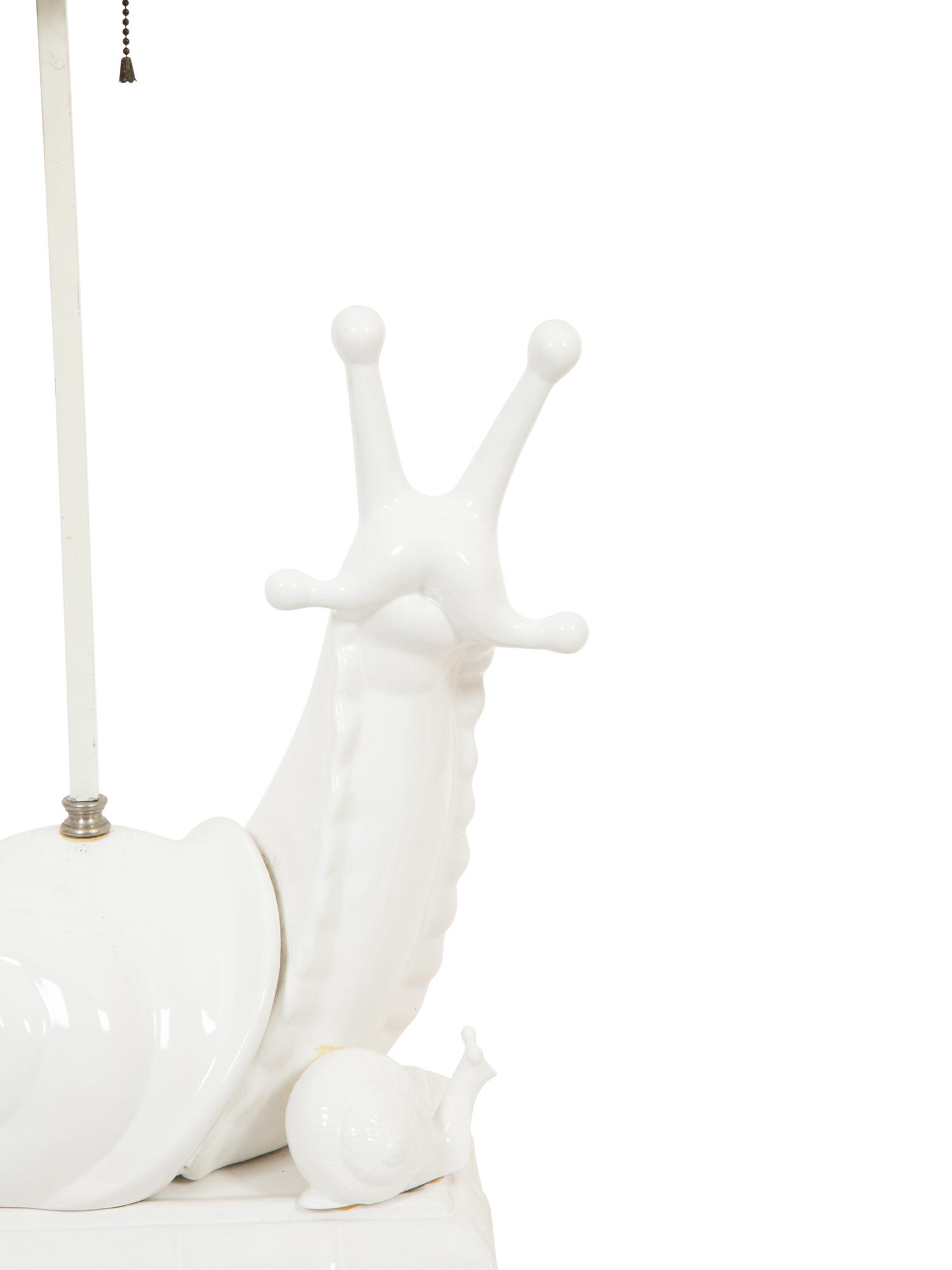 A White-Glazed Ceramic Snail-Form Table Lamp