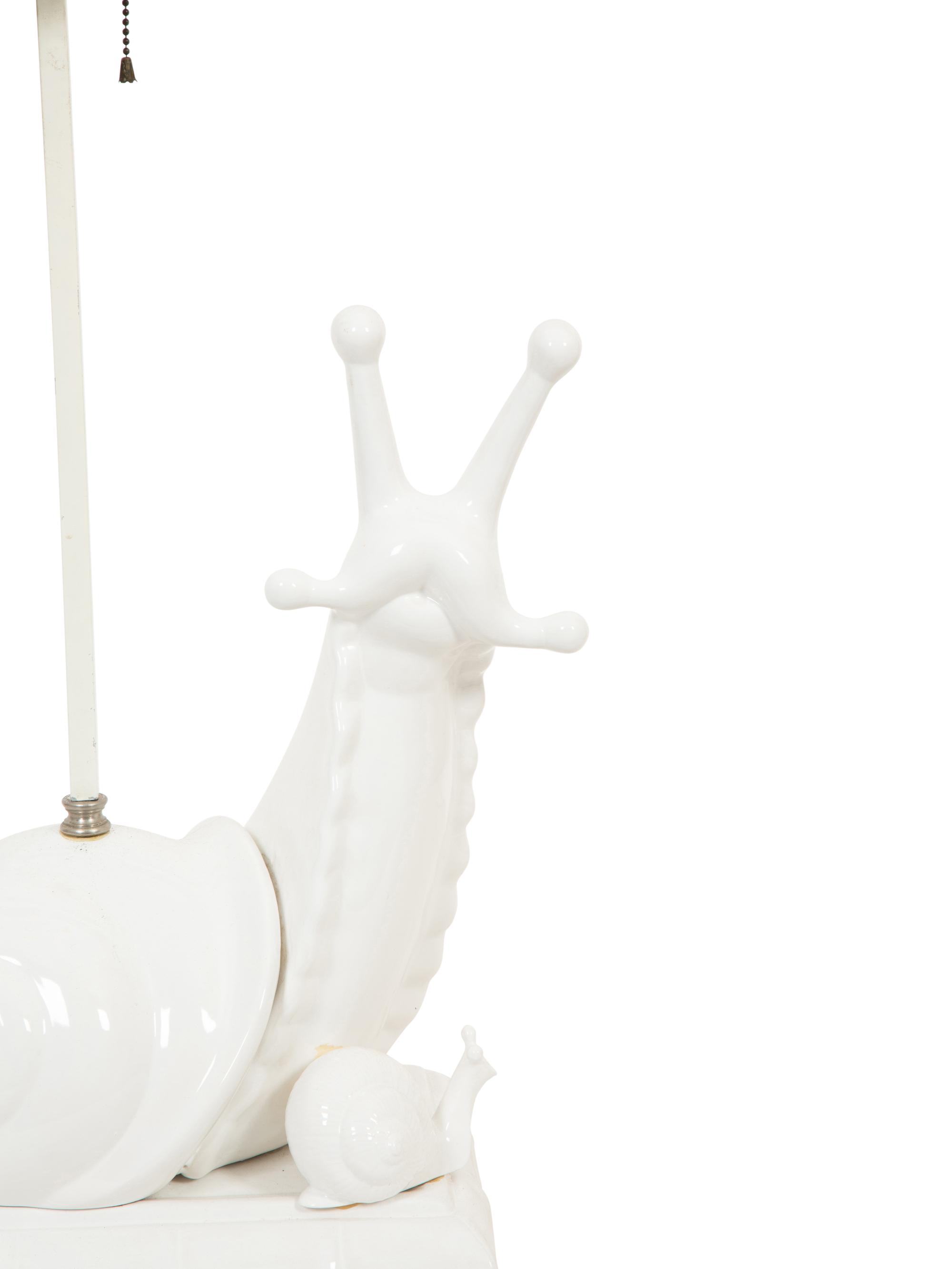 A White-Glazed Ceramic Snail-Form Table Lamp