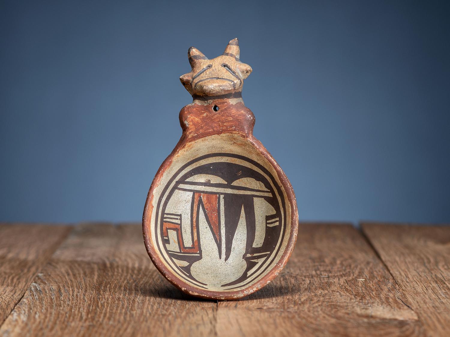 Polacca Polychrome Figural Pottery Ladle