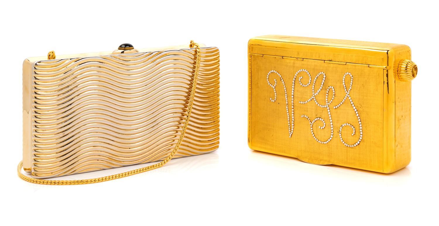 Two Judith Leiber Gilt Metal Clutches