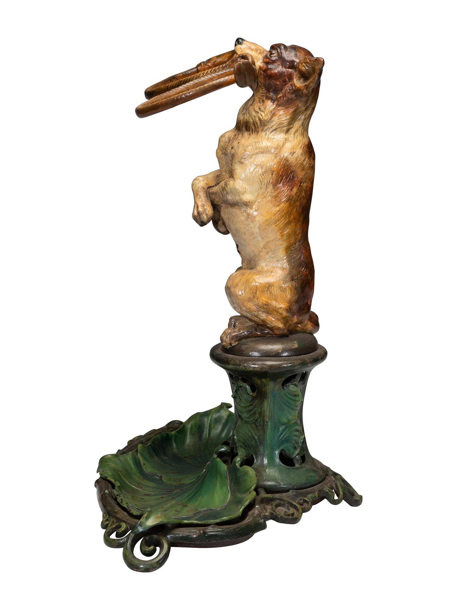 An English Painted Cast Iron Figural Umbrella Stand