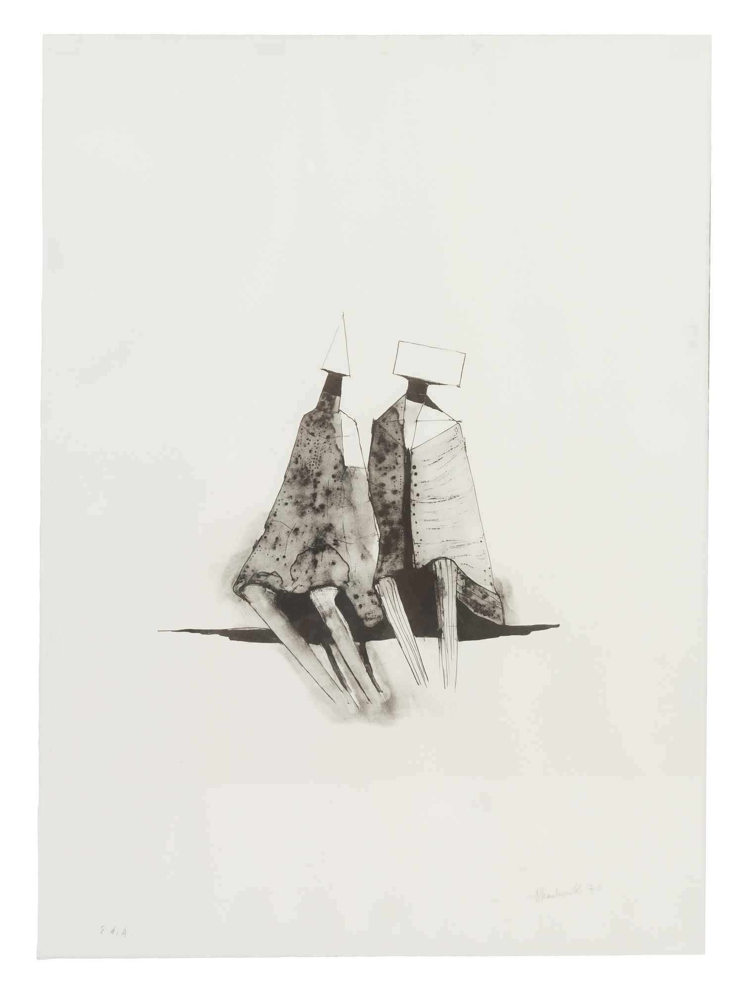 Lynn Chadwick, (British, 1914-2003), Two Seated Figures