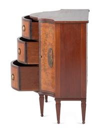 An English Mahogany, Satinwood and Porcelain-Mounted Console Cabinet