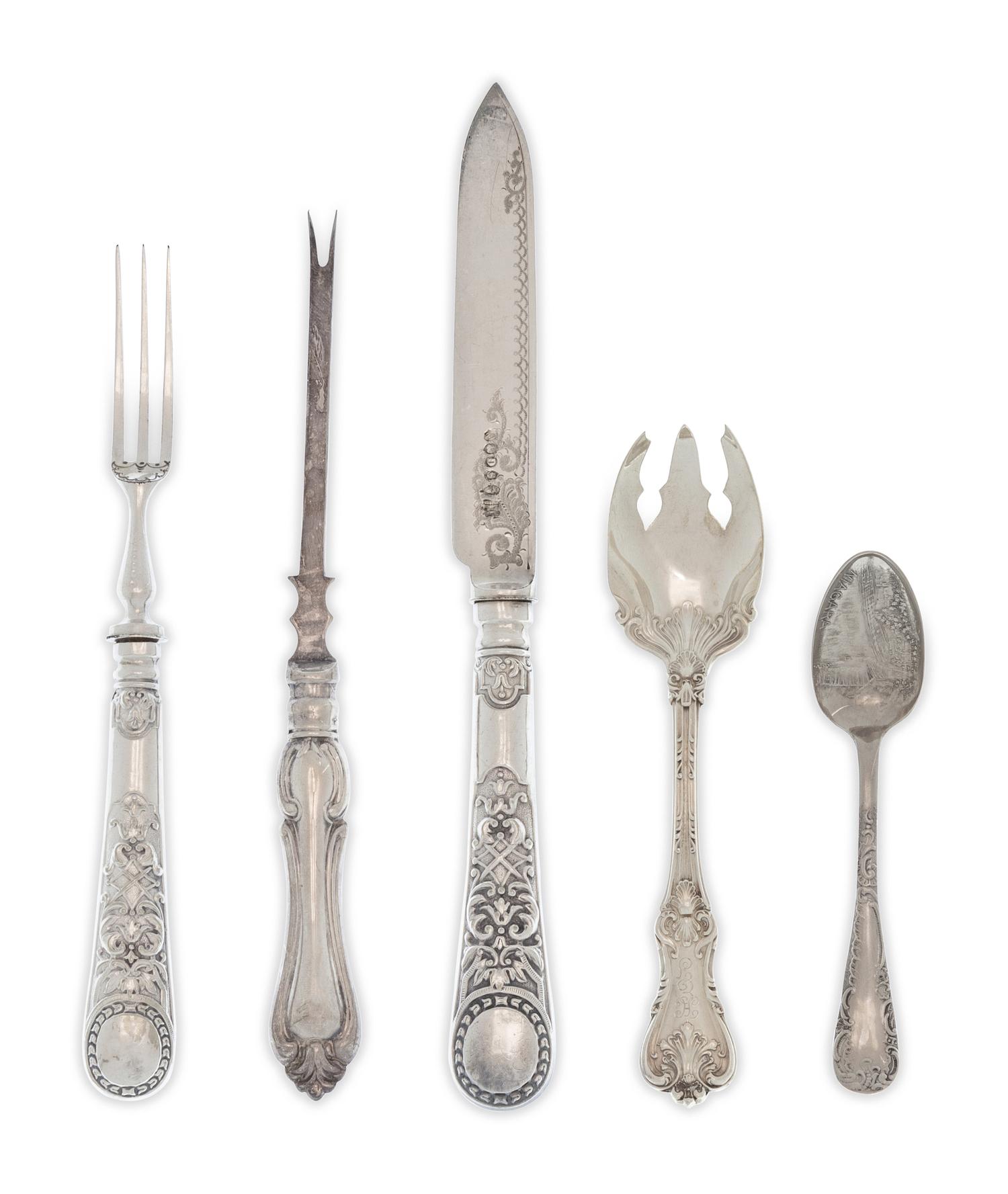 A Collection of Associated Silver Flatware Articles