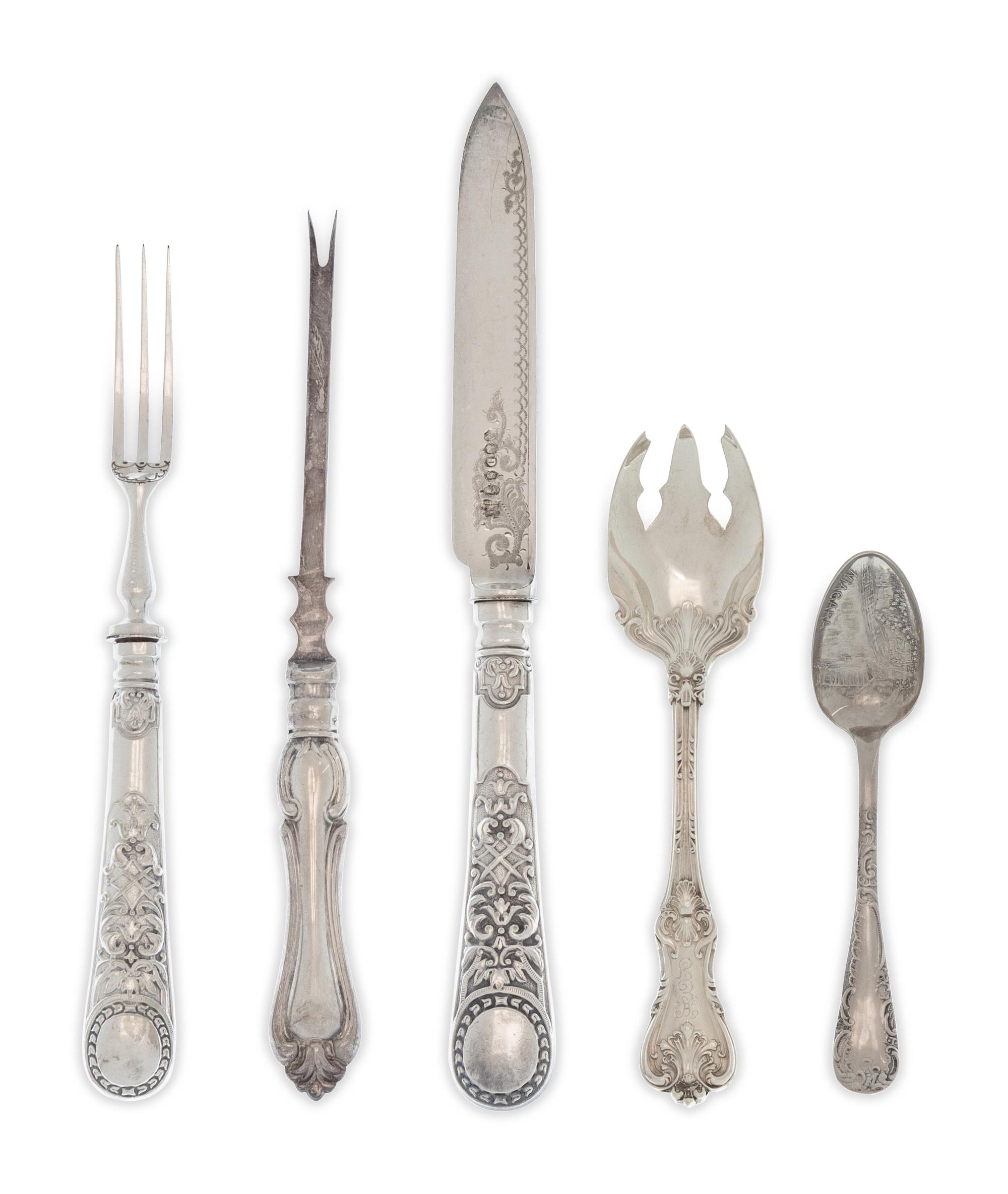 A Collection of Associated Silver Flatware Articles