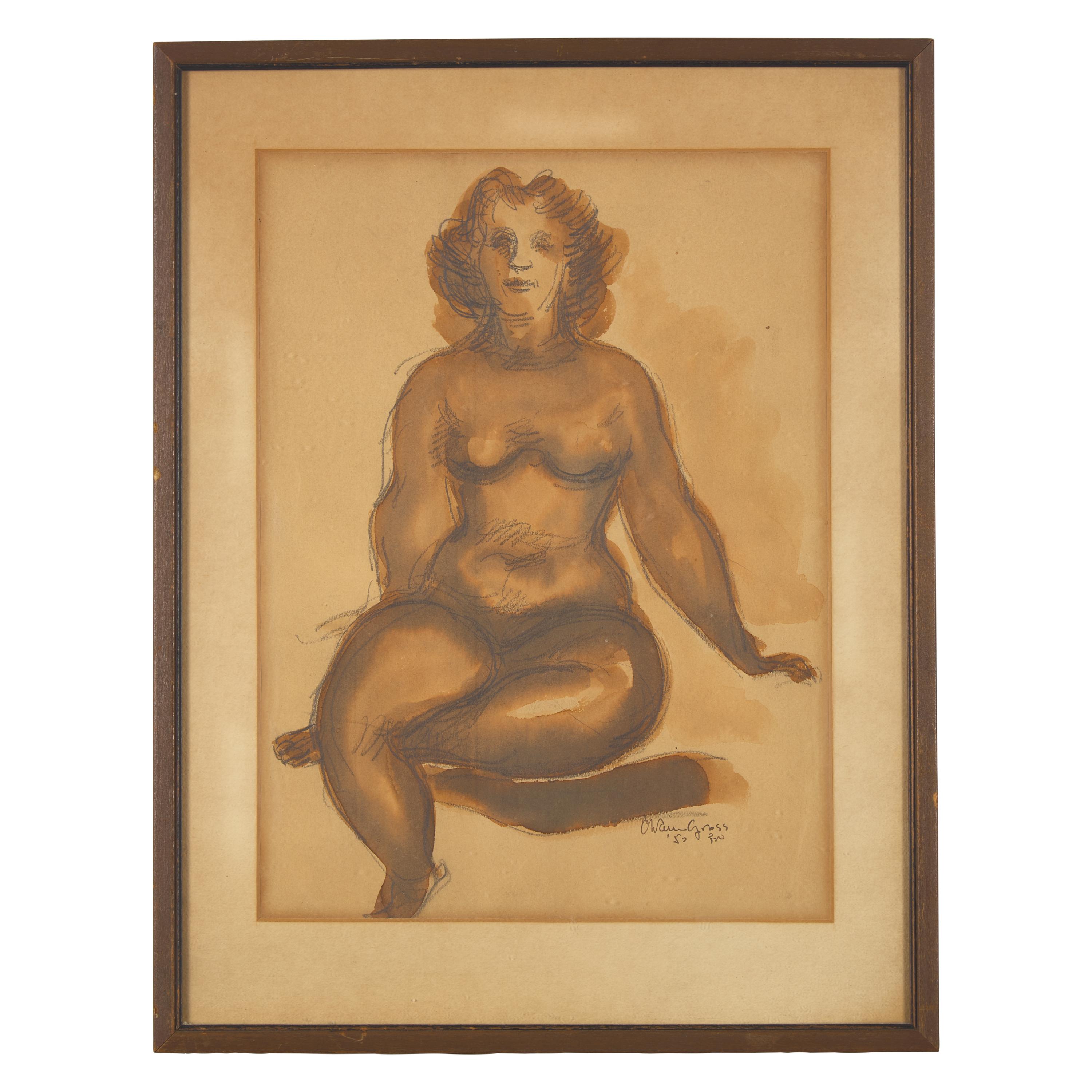 Chaim Gross (American, 1904-1991) — Seated Nude, 1950