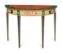 A Trompe-l'Oeil Painted Demilune Console Table
