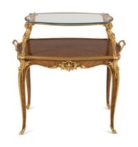 A Louis XV Style Gilt Bronze Mounted Parquetry Table à Thé