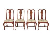 A Set of Four Georgian Style Red-Japanned Side Chairs