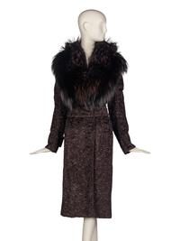 Tom Ford Faux Astrakhan Coat with Fox Fur Collar