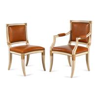 A Set of Twelve Italian Cream-Painted and Parcel Gilt Dining Chairs