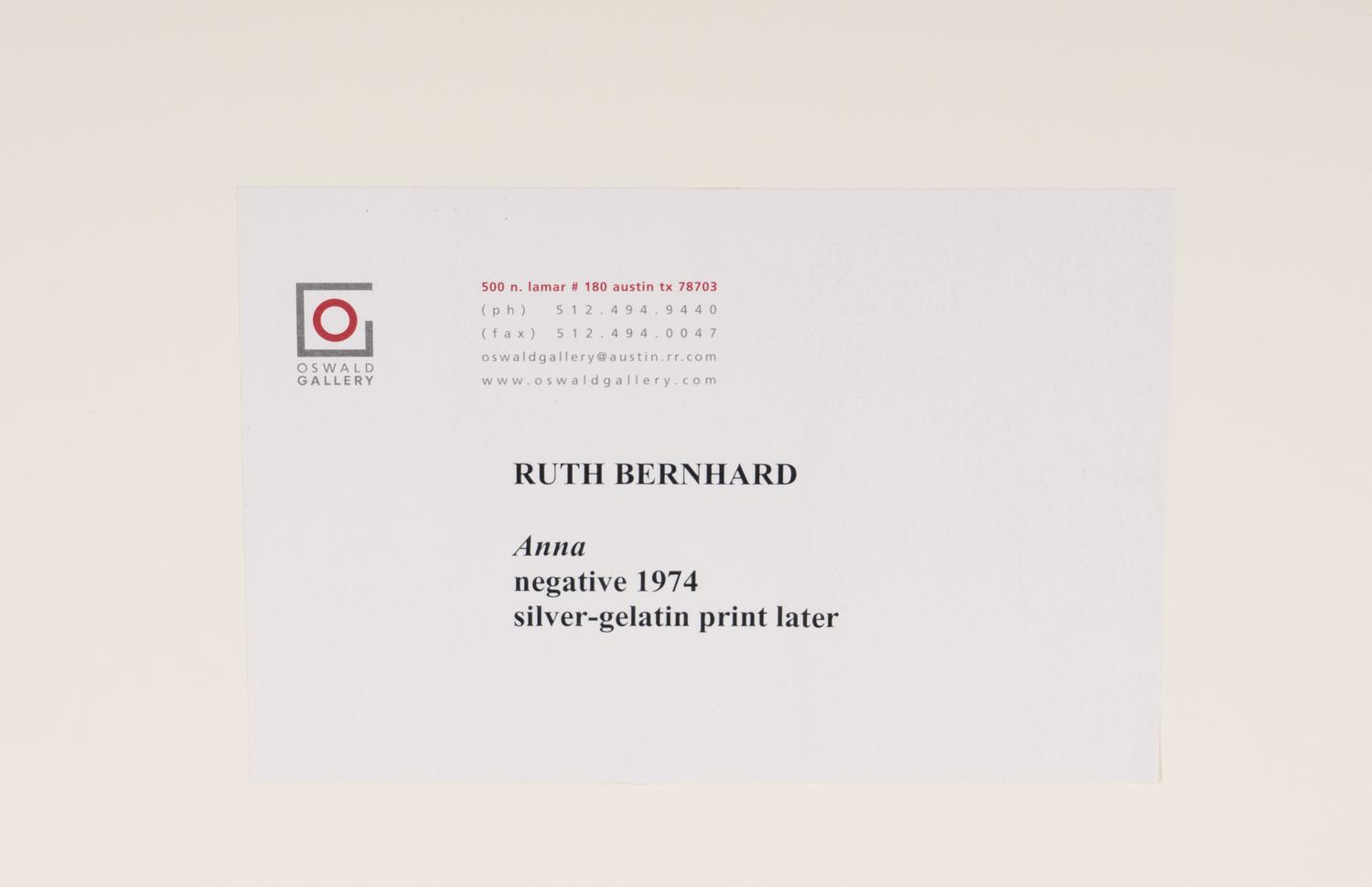 Anna , 1974; printed later