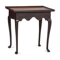 A Queen Anne Black Painted Cherrywood Dish Top Tea Table