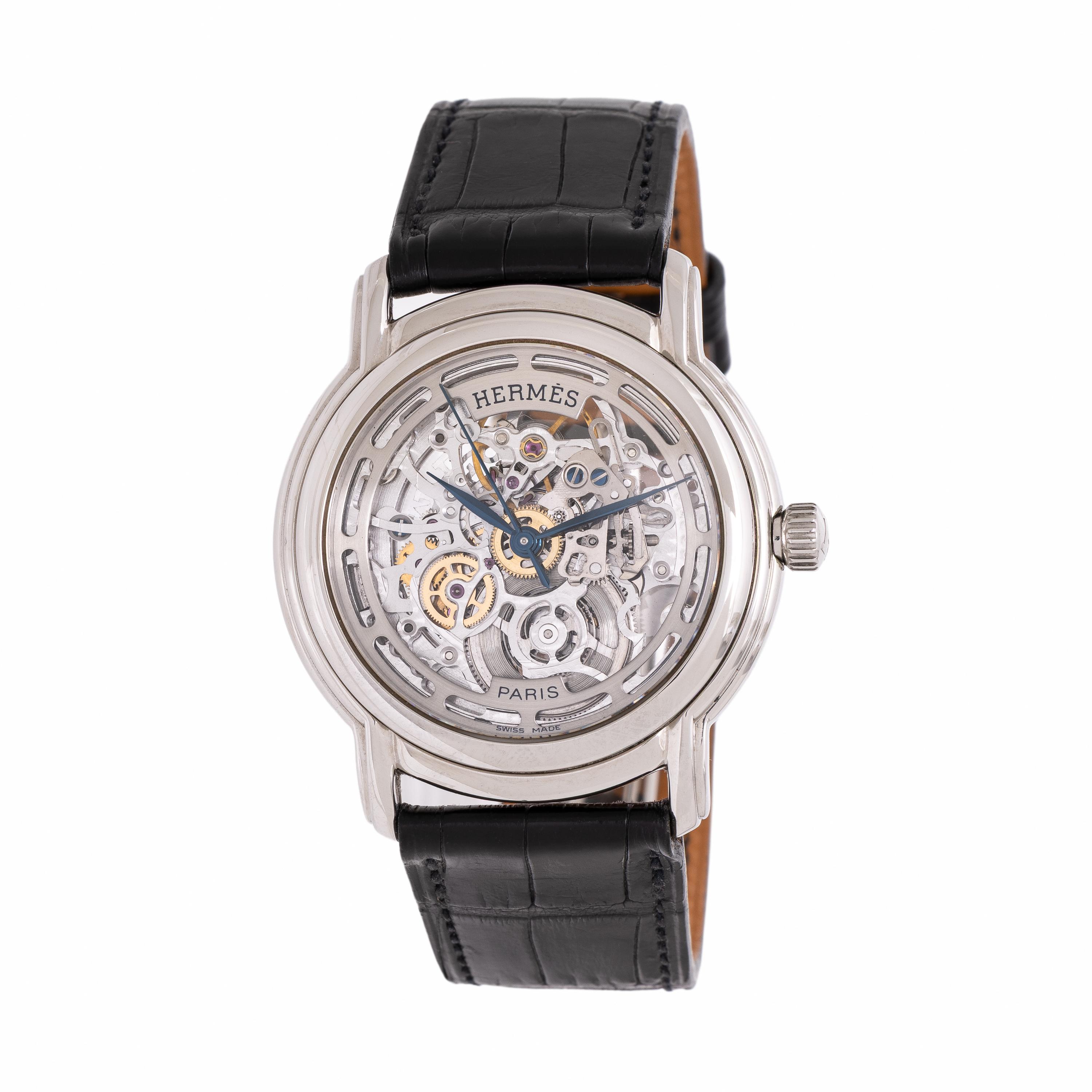 Hermès, Ref. SM1.710, Stainless Steel 'Sesame GM Skeleton' Watch
