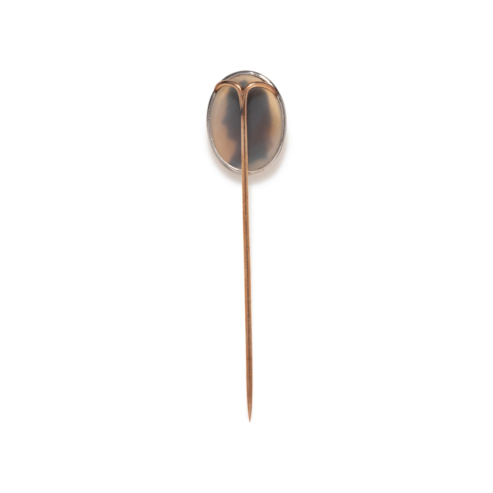 A Neoclassical Agate Cameo and Silver Stickpin with a Roman Emperor
