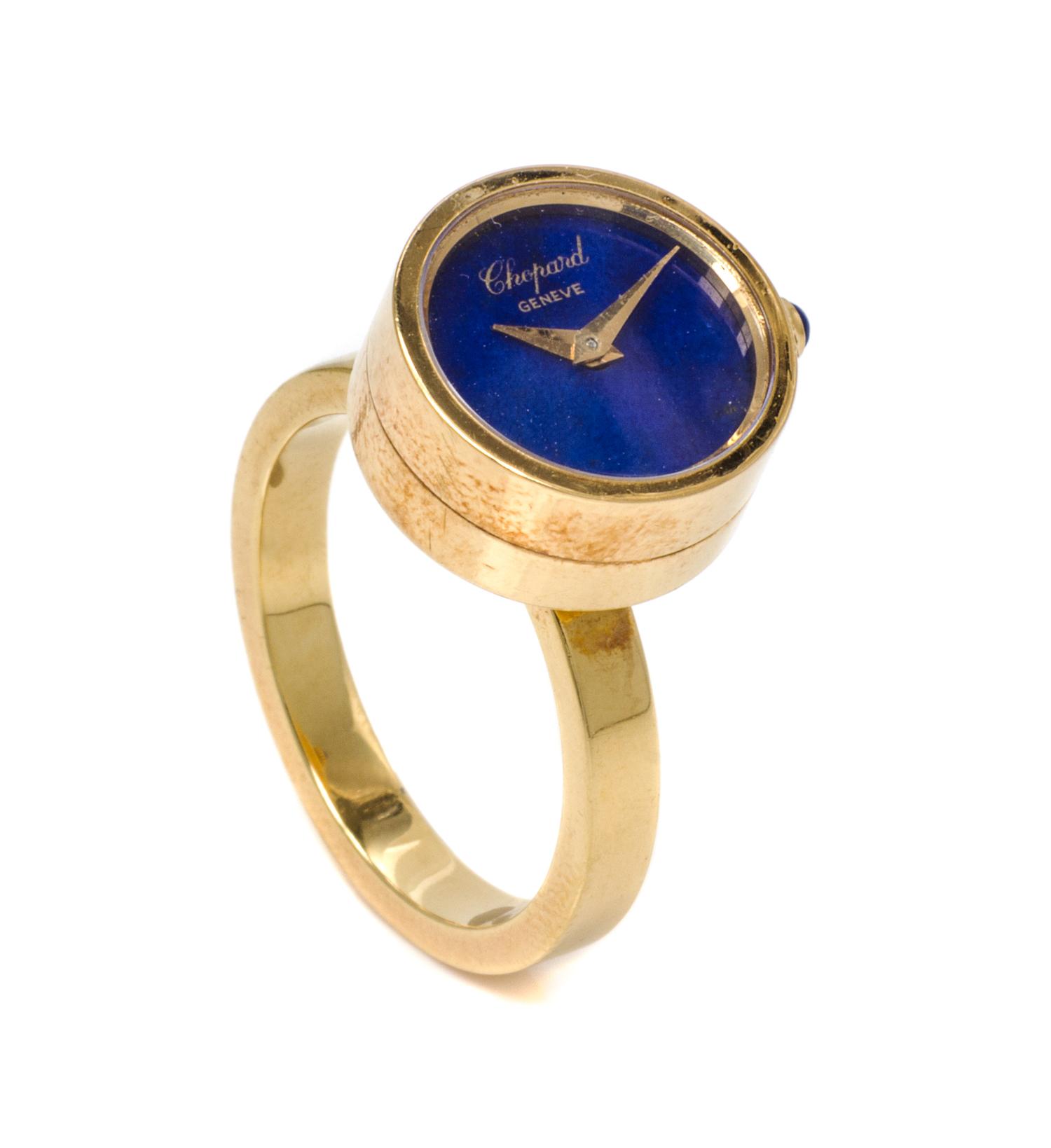 A 18 Karat Yellow Gold and Lapis Lazuli Watch/Ring, Chopard, 8.20 dwts.