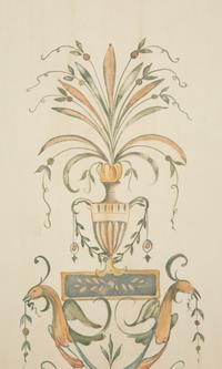 A Set of Five Neoclasscial Style Wallpaper Panels