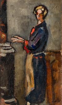 Femme Se Chauffant Près Du Poêle , 1933