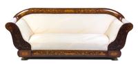 A Dutch Marquetry Mahogany Settee, Width 93 inches.