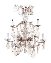 A French Silvered Bronze and Cut Glass Chandelier