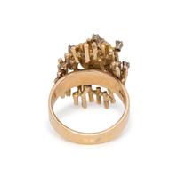 YELLOW GOLD, SYNTHETIC TURQUOISE AND DIAMOND RING