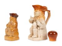 A Pearson & Co. Whittington Moor Toby Jug with Cover and a Stoneware Toby Flask