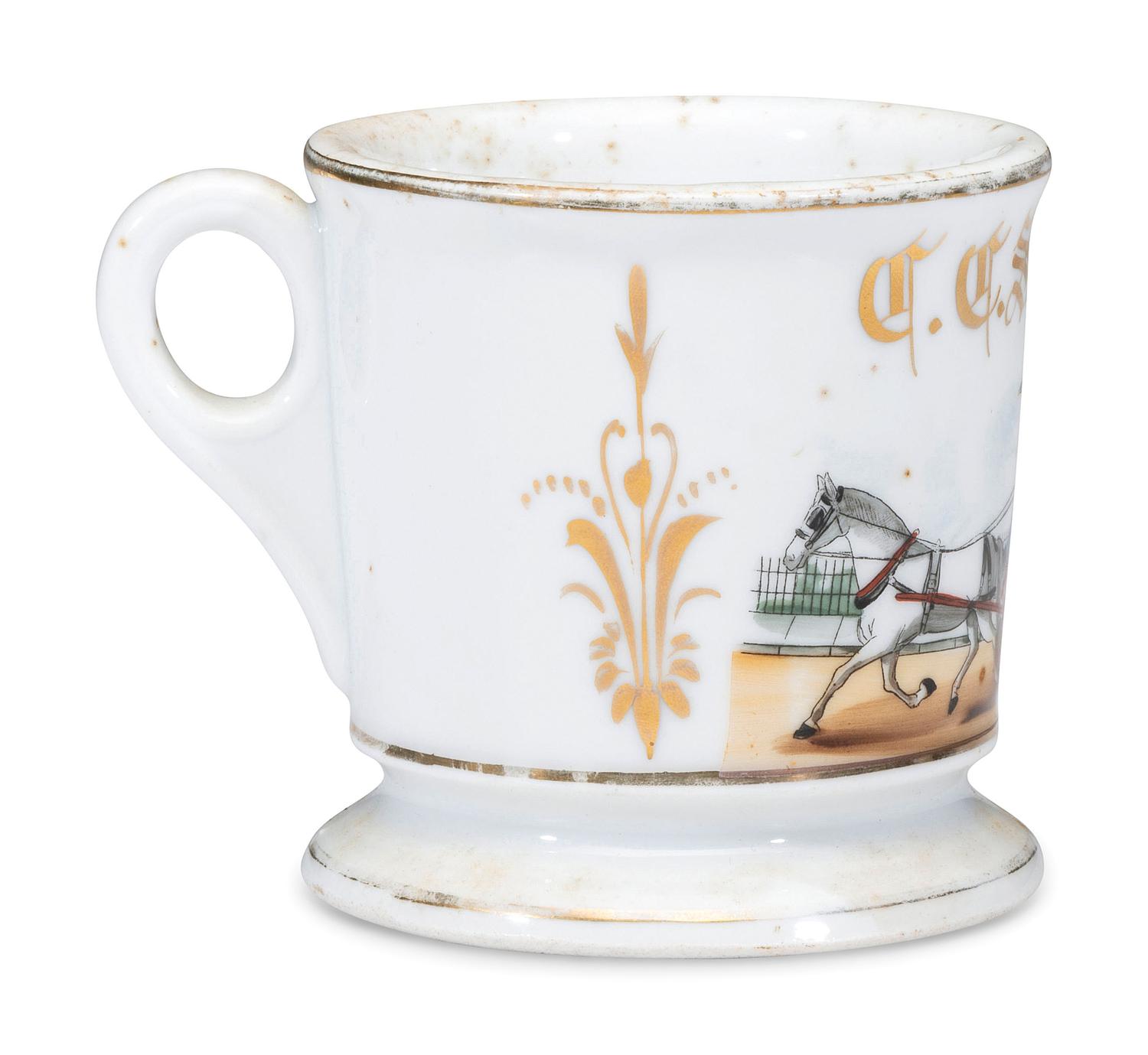 A Sewing Machine Salesman's Porcelain Occupational Shaving Mug