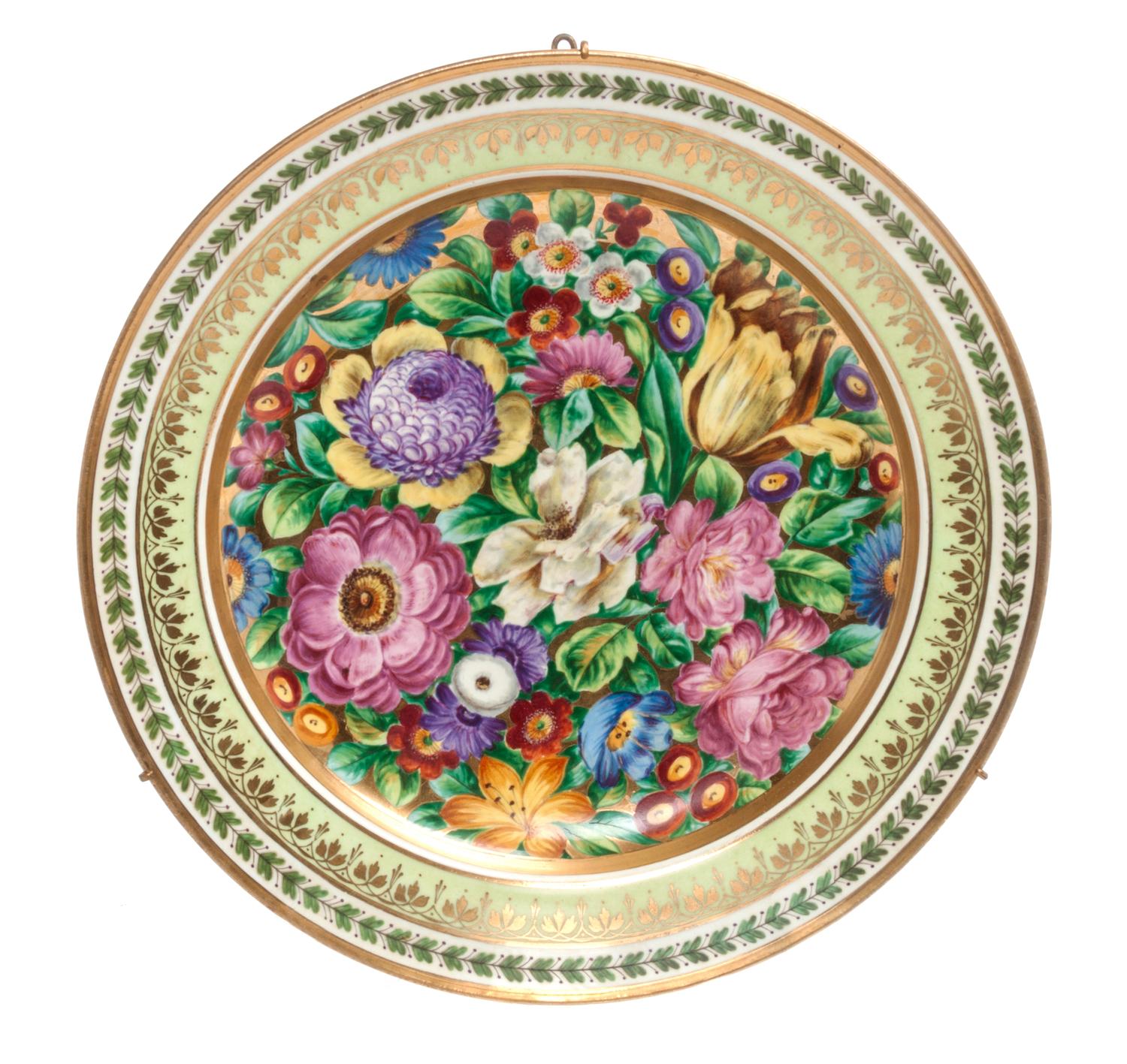 A Continental Porcelain Charger Diameter 12 1/4 inches.