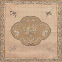 A Chinese Kesi Woven Silk 'Dragonfly and Flower' Panel