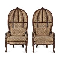 A Pair of Louis XV Style Walnut Guérites