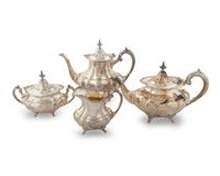 An American Silver Four-Piece Tea and Coffee Service — Reed & Barton, Tauton, Masachusetts, In the Hampton Court Pattern