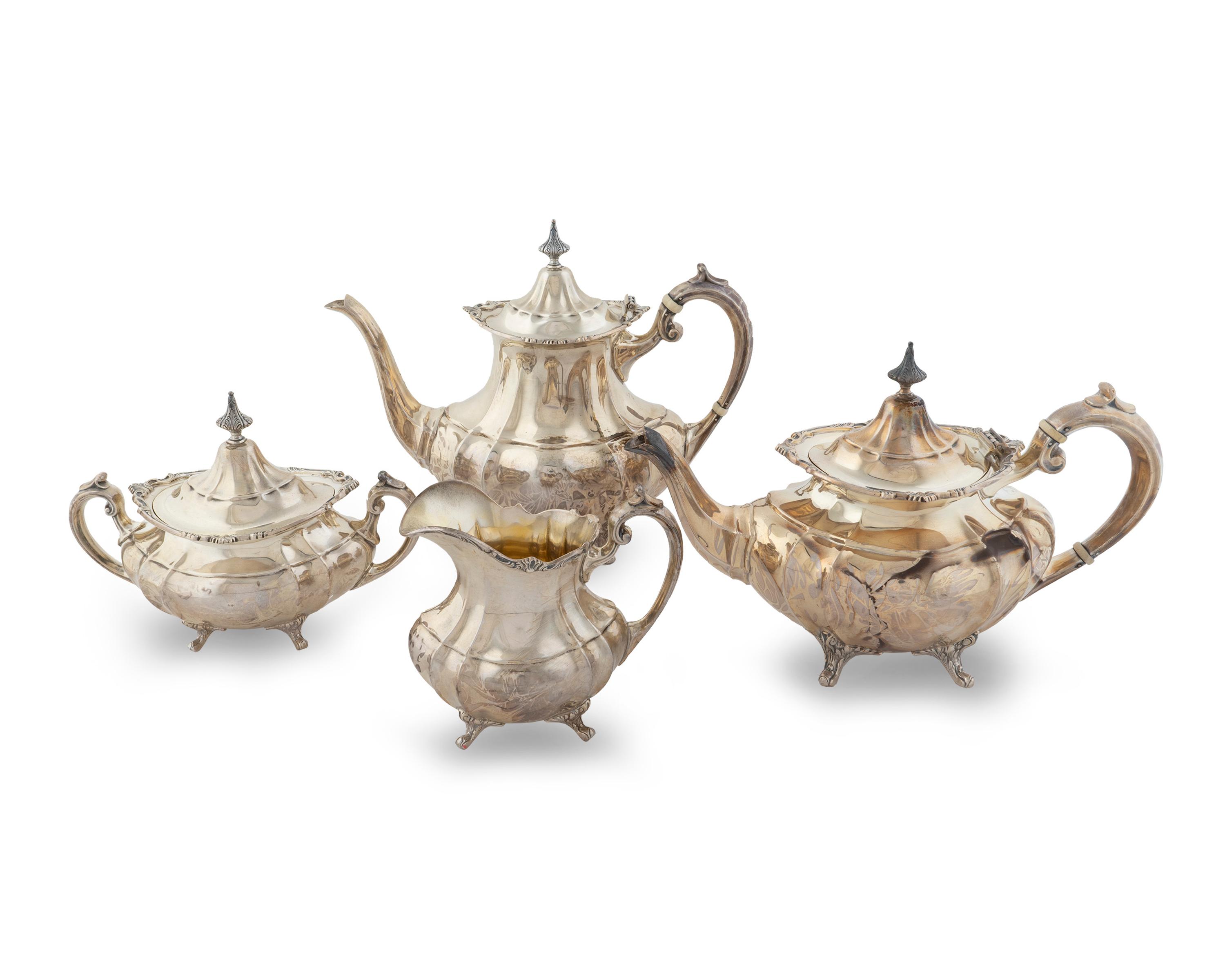 An American Silver Four-Piece Tea and Coffee Service — Reed & Barton, Tauton, Masachusetts, In the Hampton Court Pattern