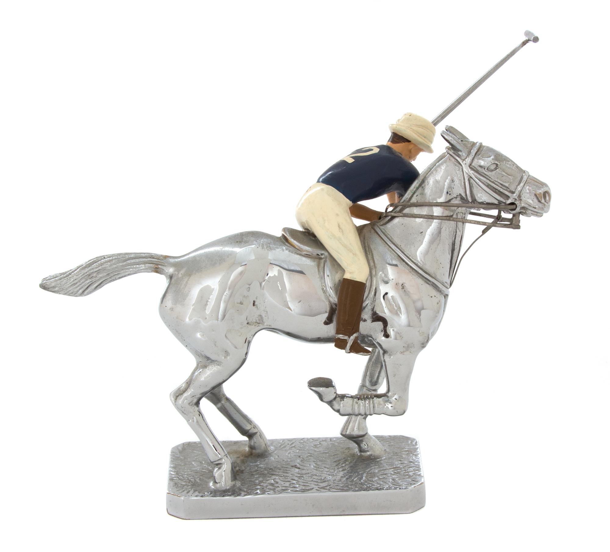 An English Chromed Metal and Enamel Painted Hood Ornament Height 5 inches. — 20TH CENTURY