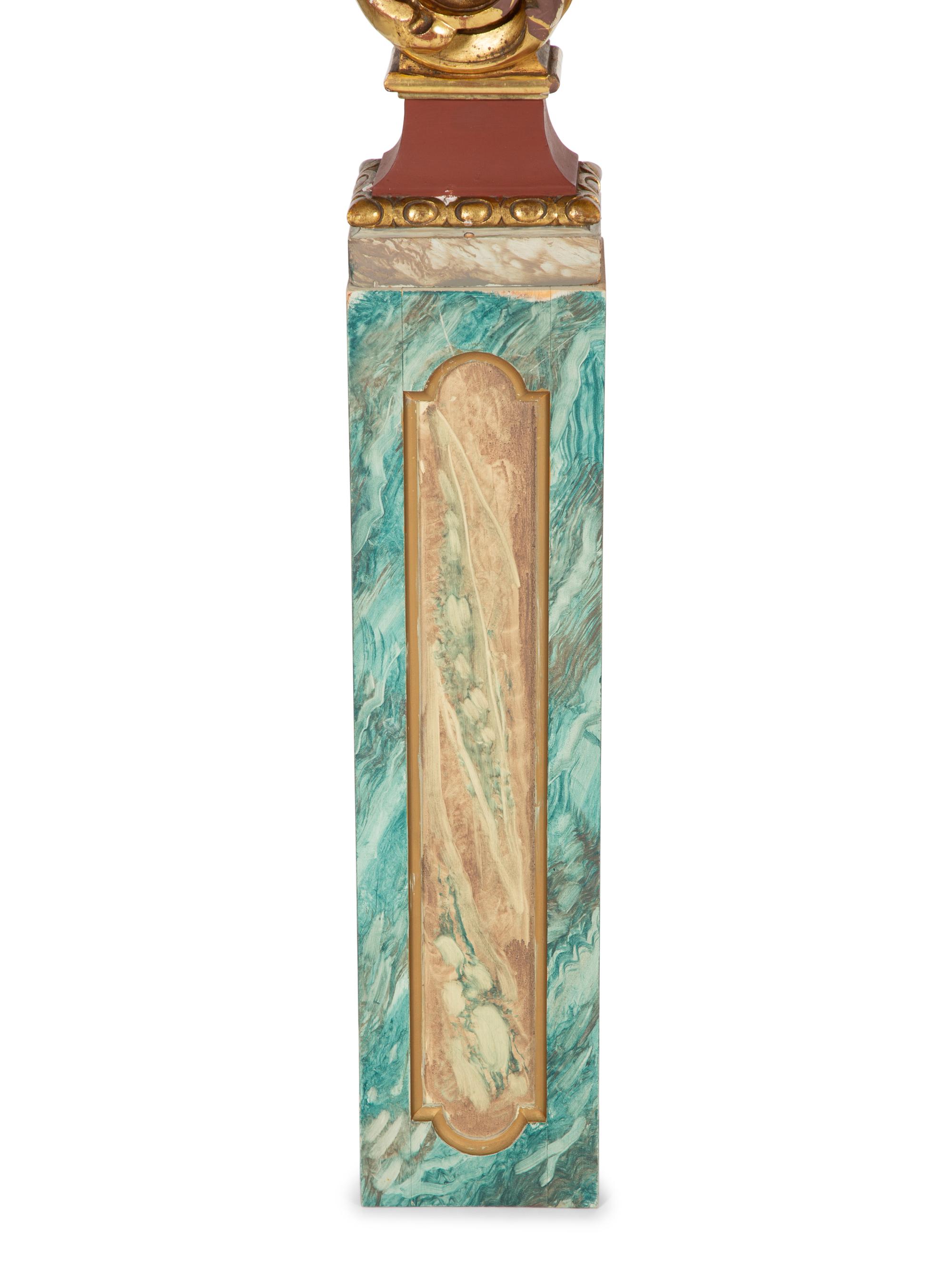 A Pair of Venetian Painted and Parcel Gilt Columns with Putti