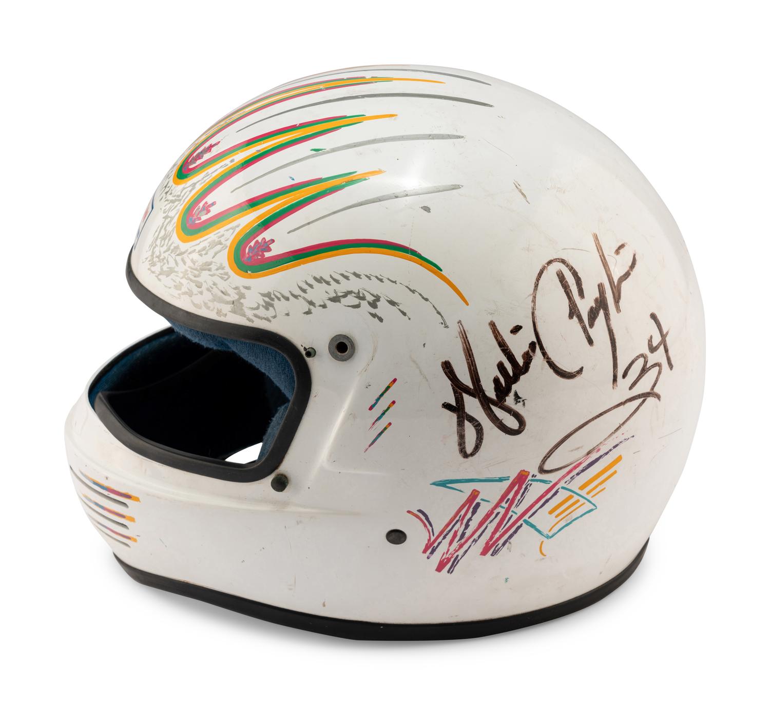 An Exceptionally Rare Walter Payton Race Used Signed Custom Auto Racing Helmet