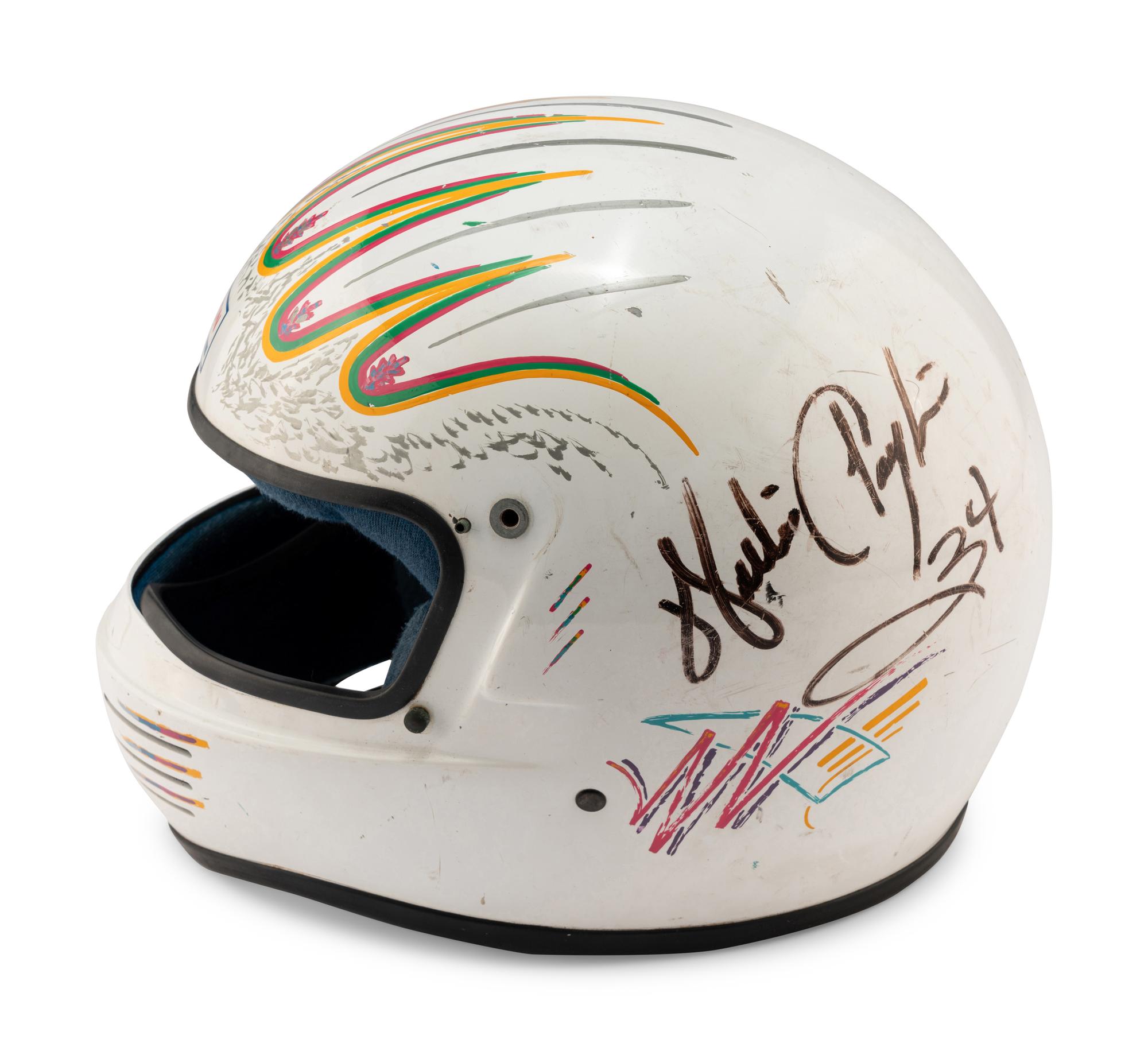 An Exceptionally Rare Walter Payton Race Used Signed Custom Auto Racing Helmet