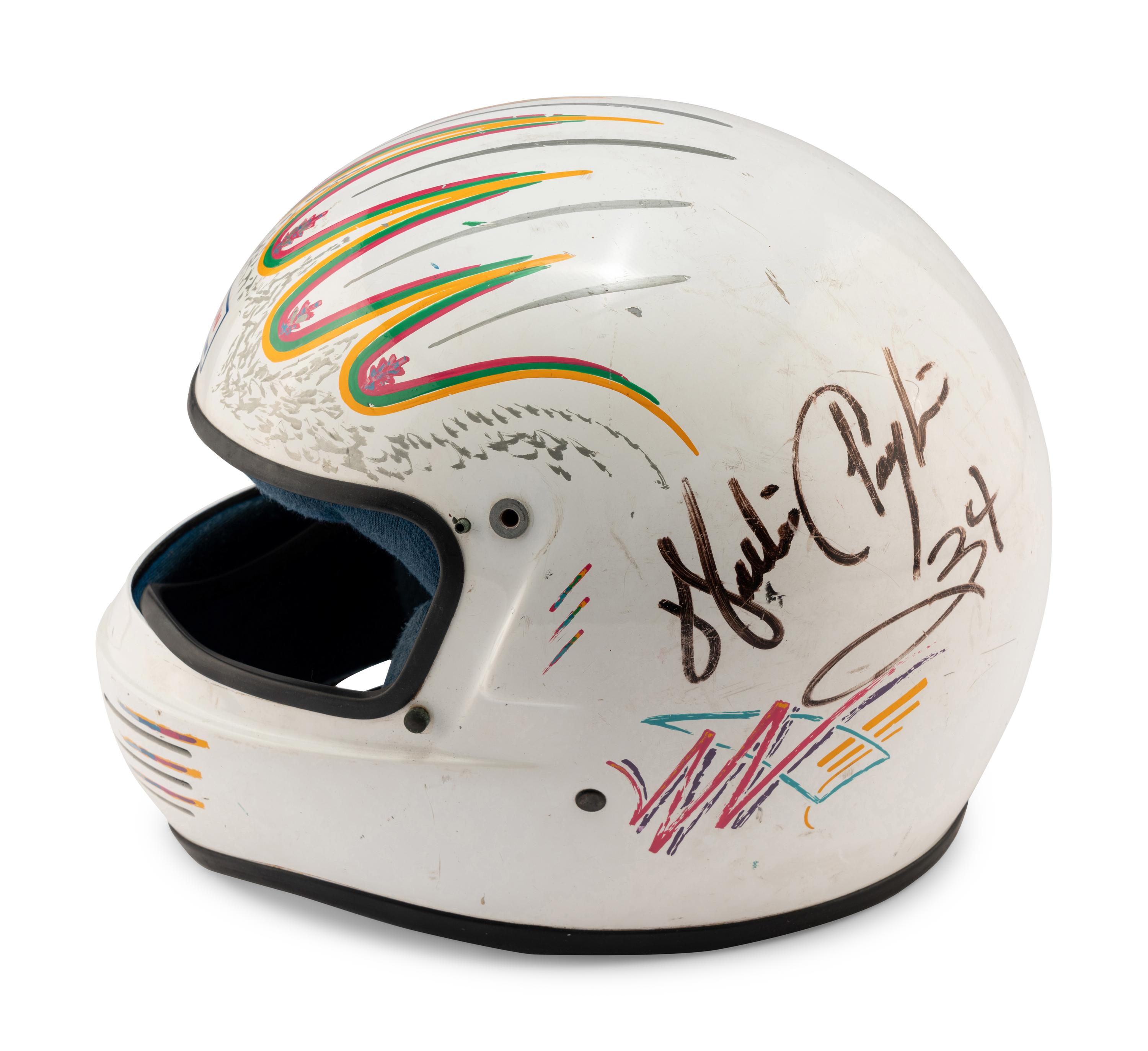 An Exceptionally Rare Walter Payton Race Used Signed Custom Auto Racing Helmet