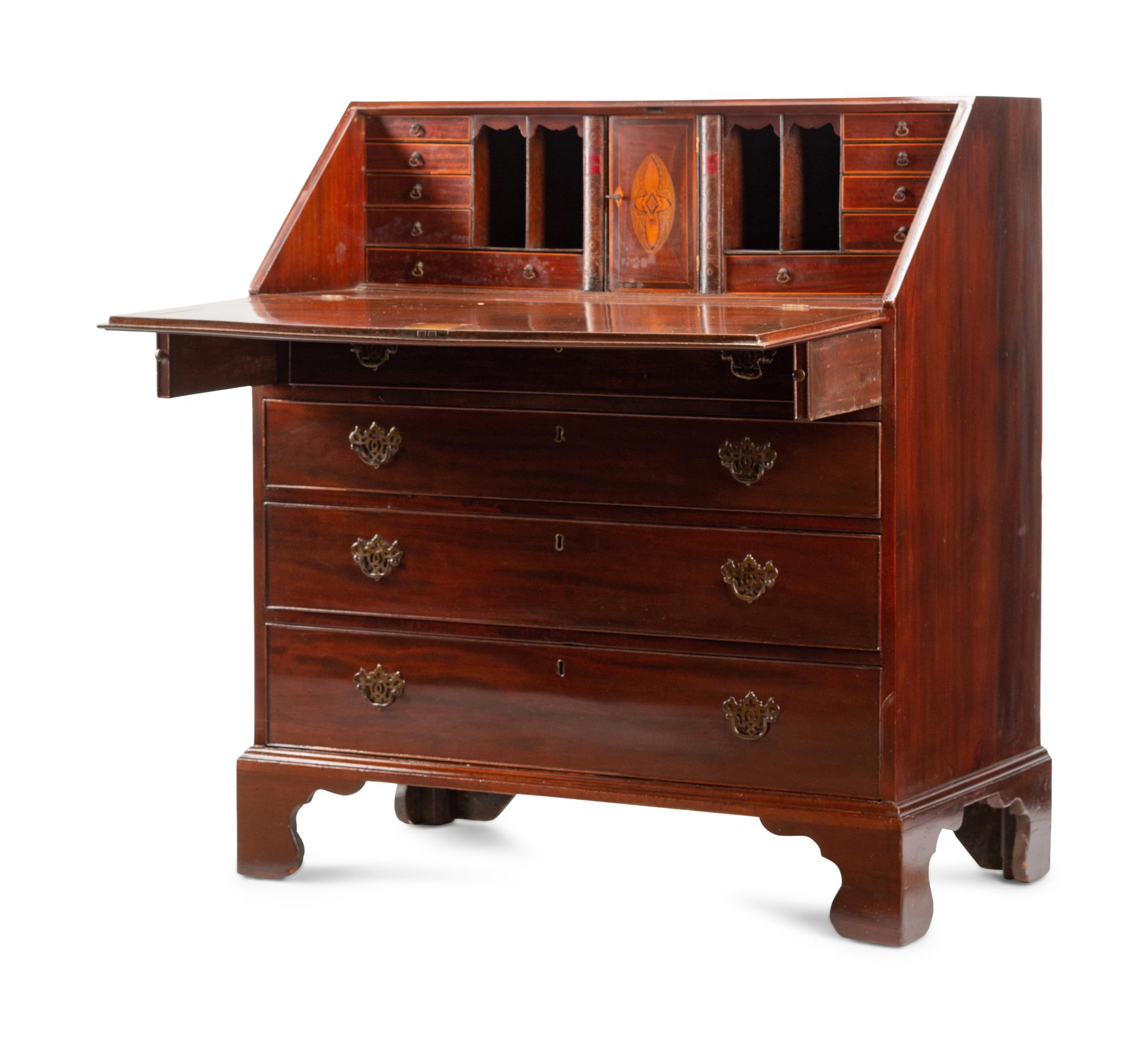 A George III Mahogany Slant-Front Bureau