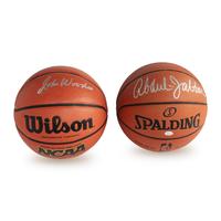 A Collection of Kareem Abdul-Jabbar and John Wooden Signed Autograph Basketballs