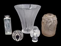 Five Lalique Frosted Glass Articles