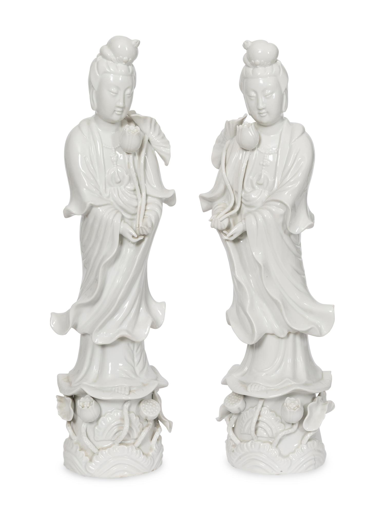 Two Pairs of Blanc-de-Chine Figures
