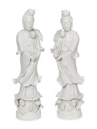 Two Pairs of Blanc-de-Chine Figures