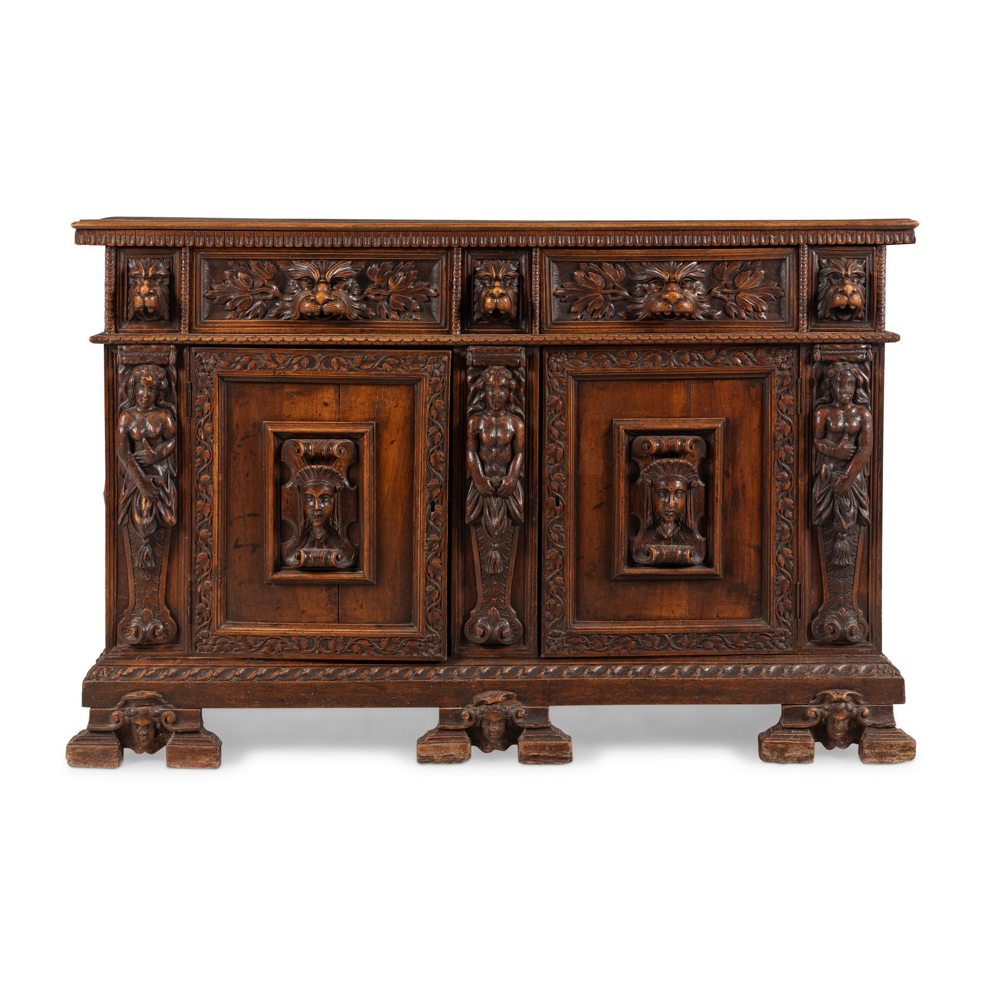 An Italian Walnut Console Cabinet