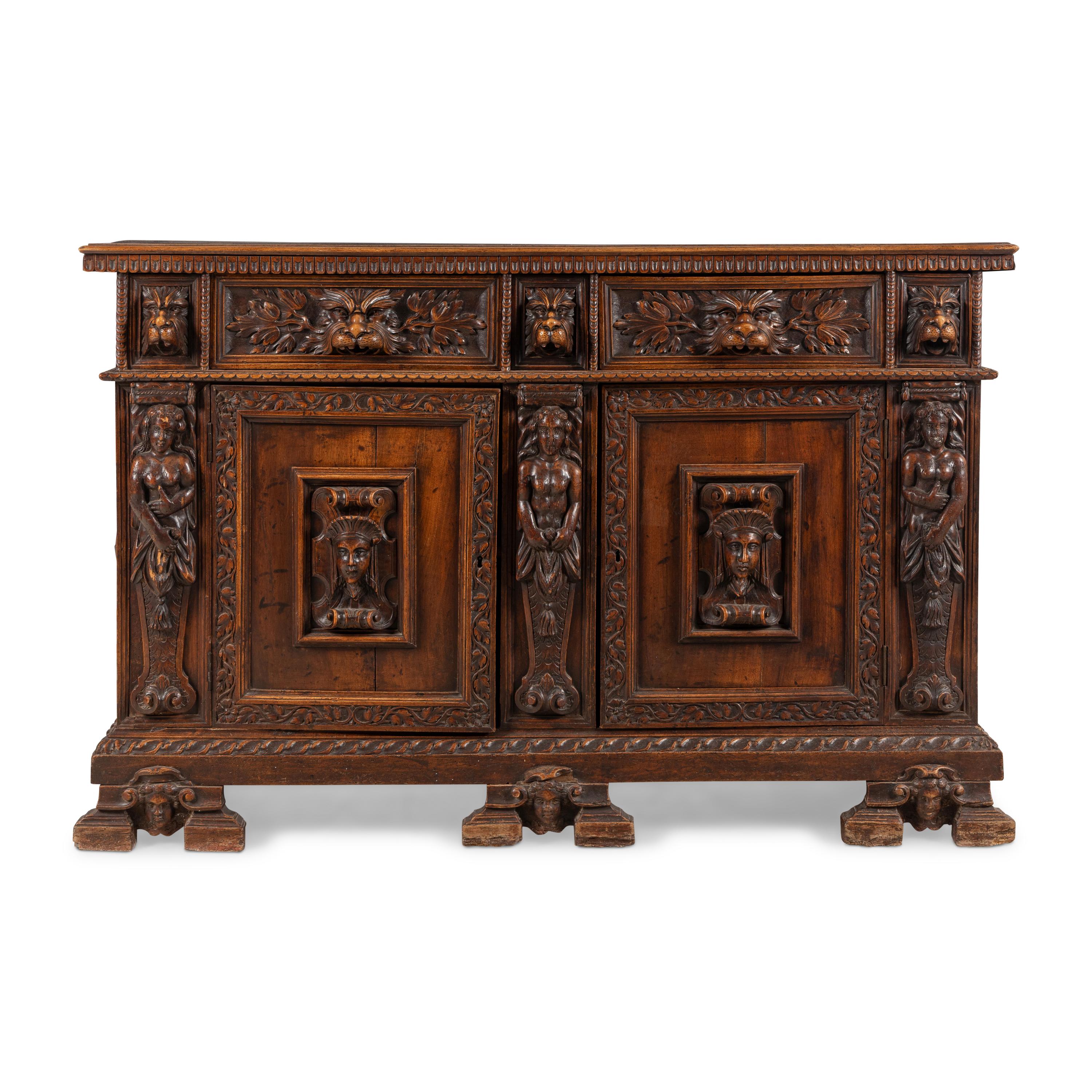 An Italian Walnut Console Cabinet