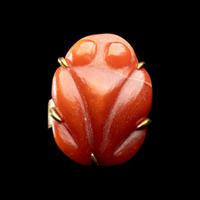 A Cost Rican Carnelian Frog — Set in a metal ring