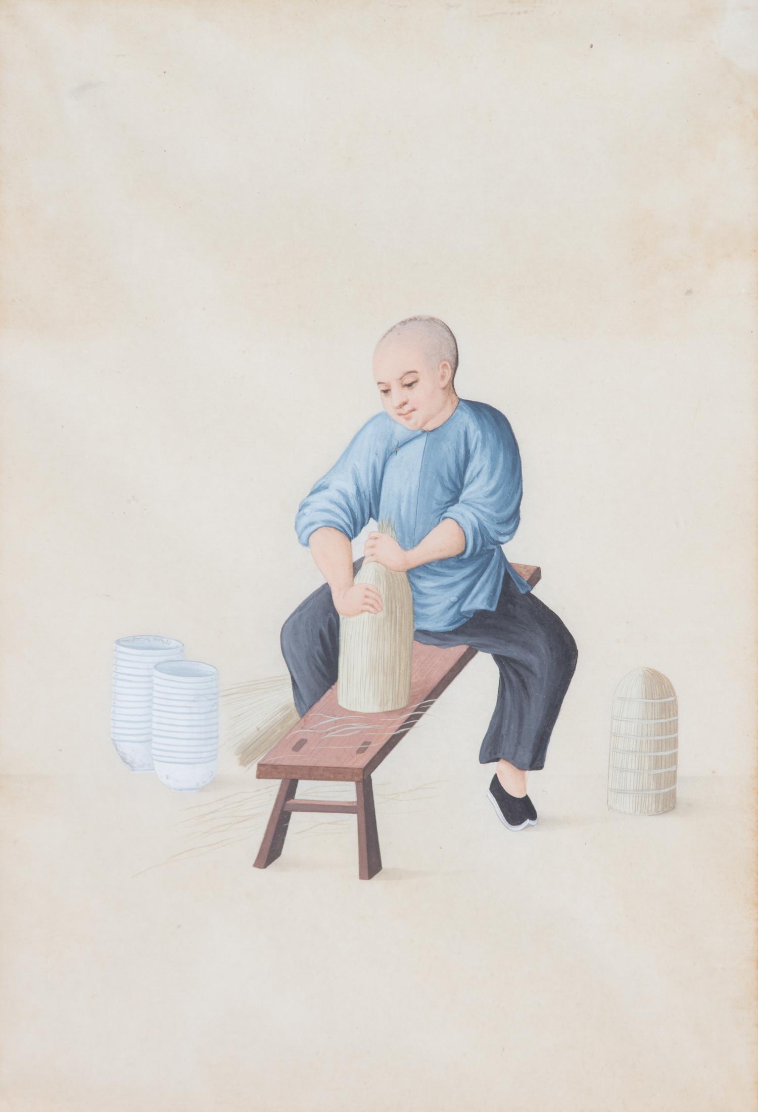 Chinese School, (19th Century), A Set of Six Works Depicting Craftsmen